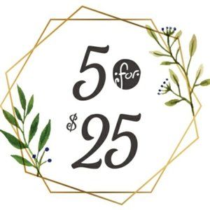 5/$25 Sale on all items Marked